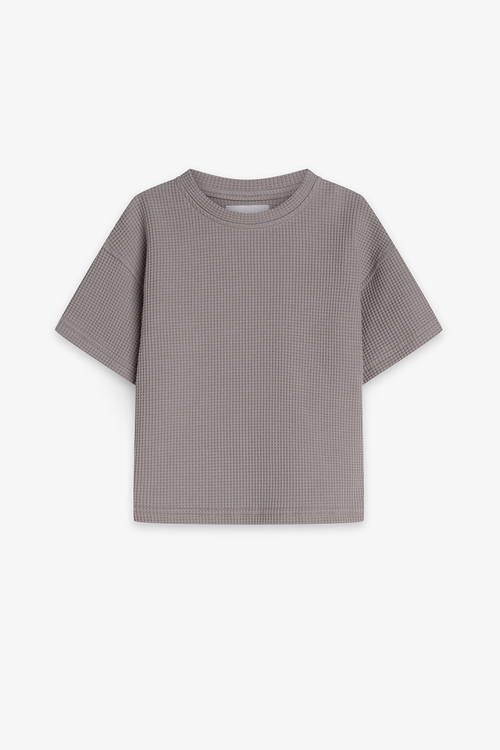 T-shirt z dzianiny wafelkowej szary Nooply