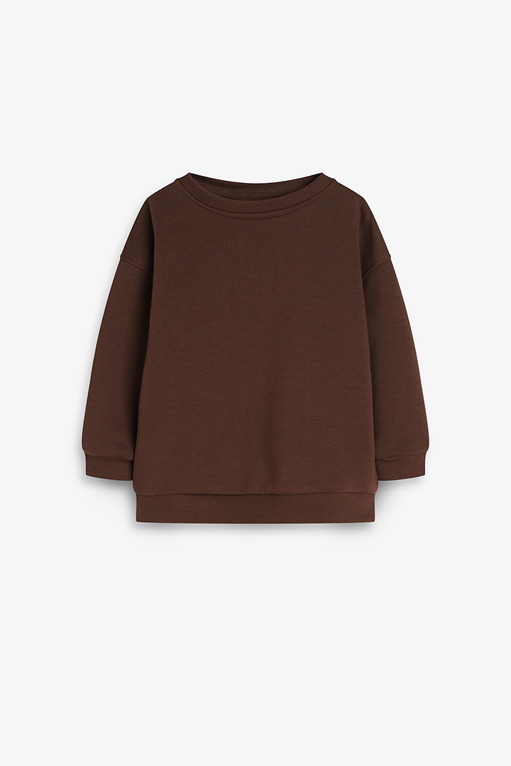 Bluza oversize dziecięca czekoladowa basic Nooply